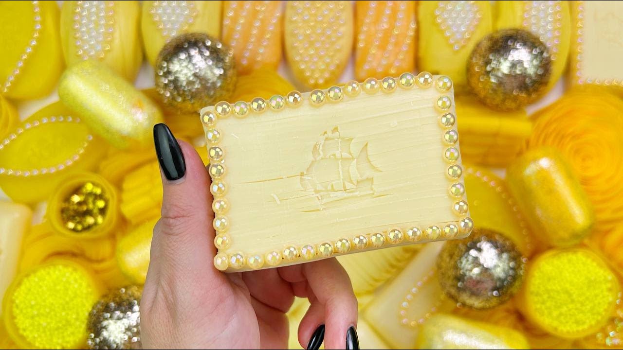 Crushing soap★ASMR SOAP★SOAP&GLITTER&STARCH★CUTTING CUBES★