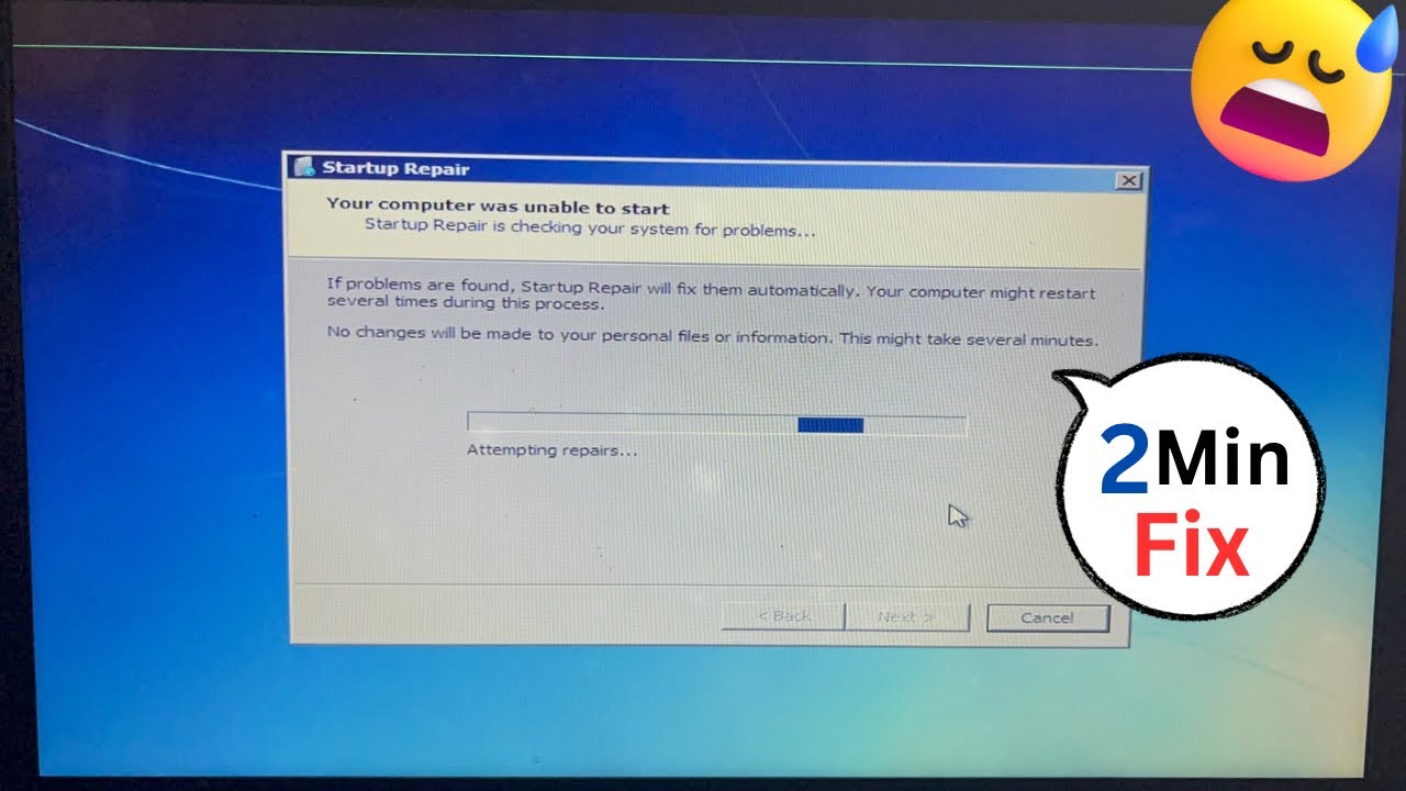 Startup Repair Windows 7 | Your Computer Was Unable to Start 