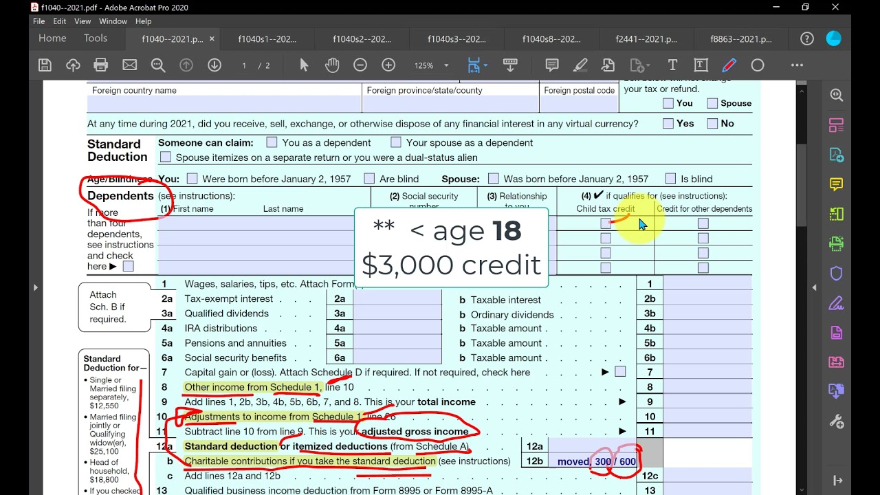 Update for basic 2021 tax changes