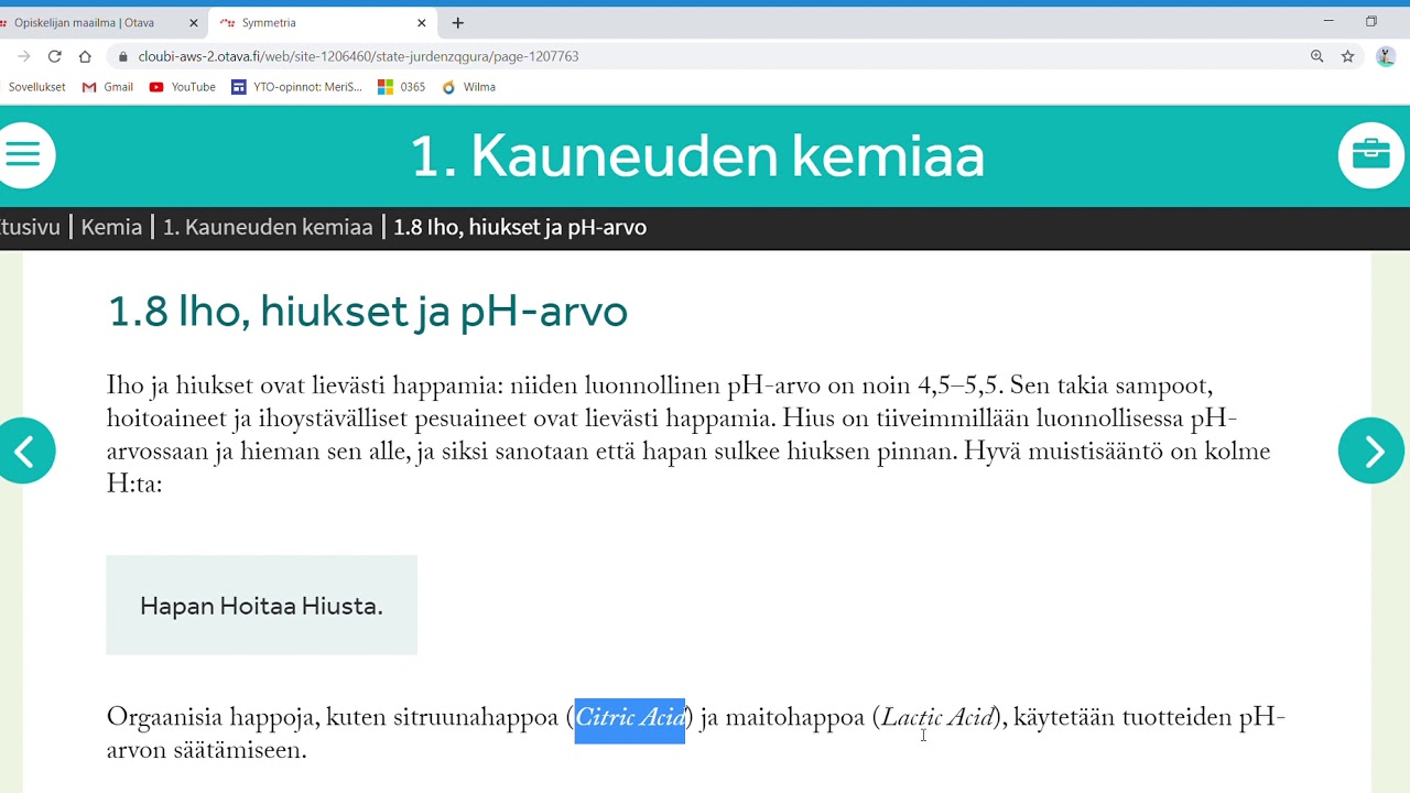 Symmetria   happamuus ja emäksisyys