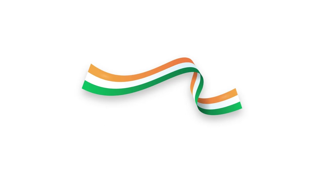 Dynamic Tricolour Ribbon Wave Animation | White Screen