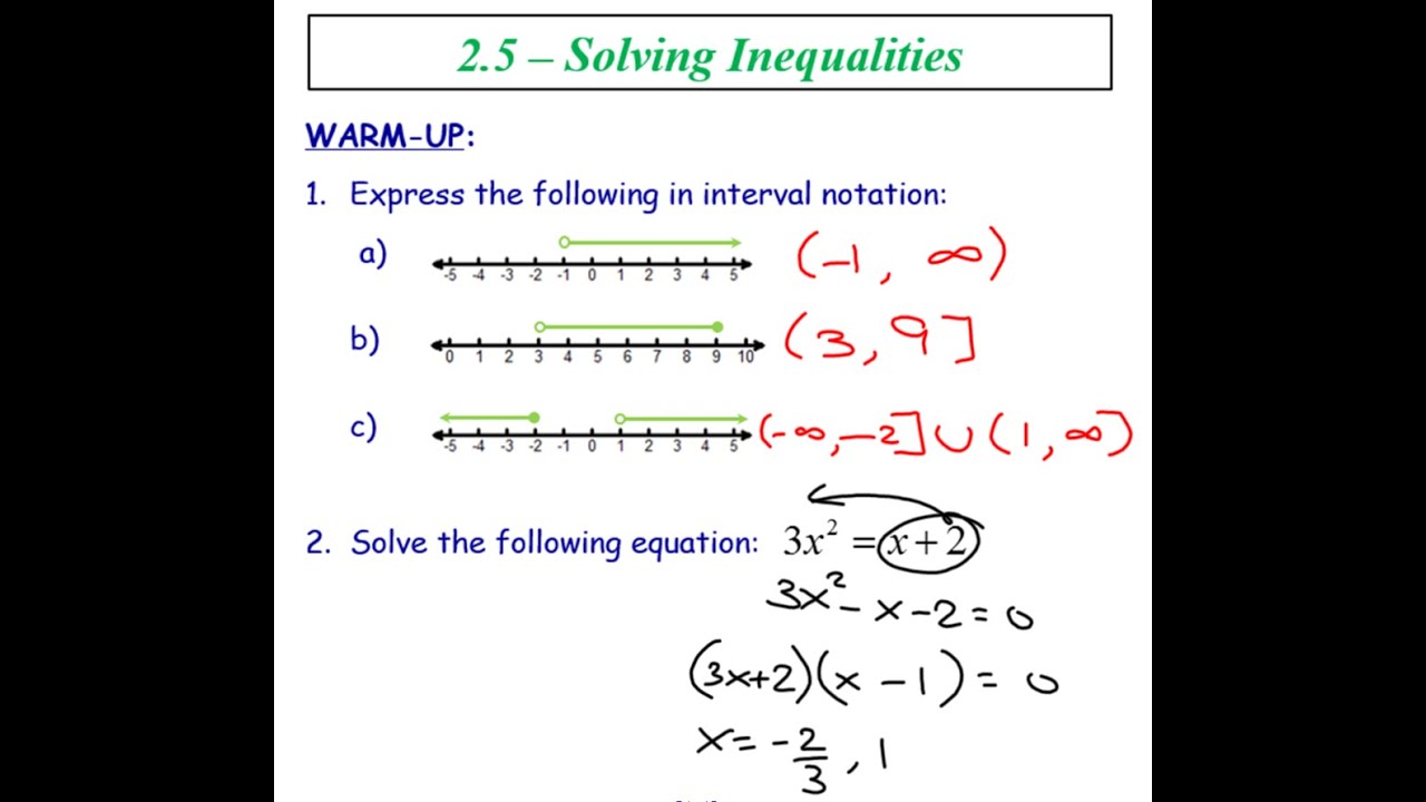 2.5 - Solving inequalities Graphically