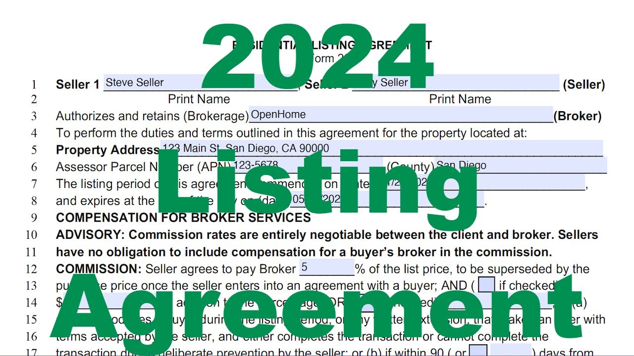 2024 Residential Listing Agreement Tutorial - New Verbiage After Sitzer Burnett Verdict