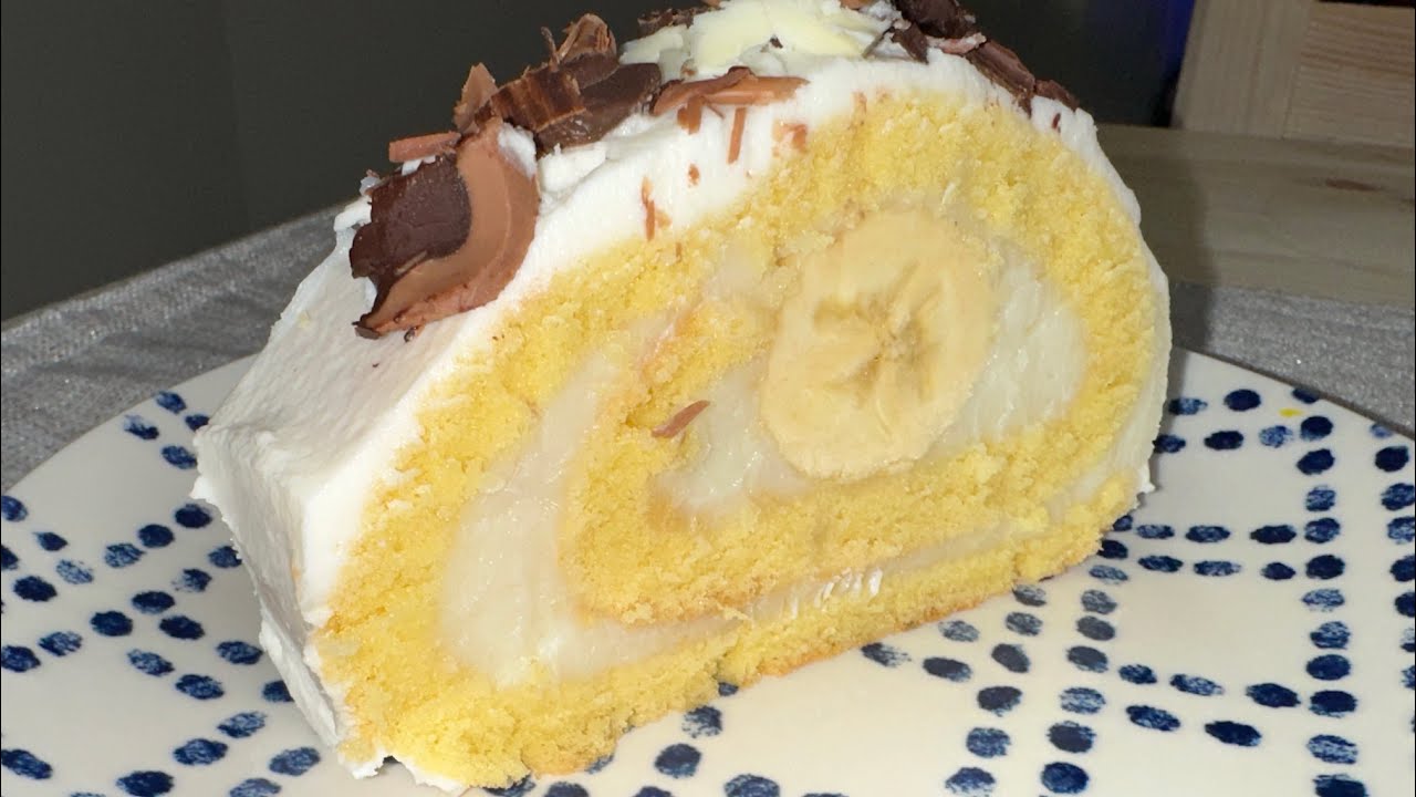 Banana cake roll | Rolat sa bananom i pudingom od vanilije