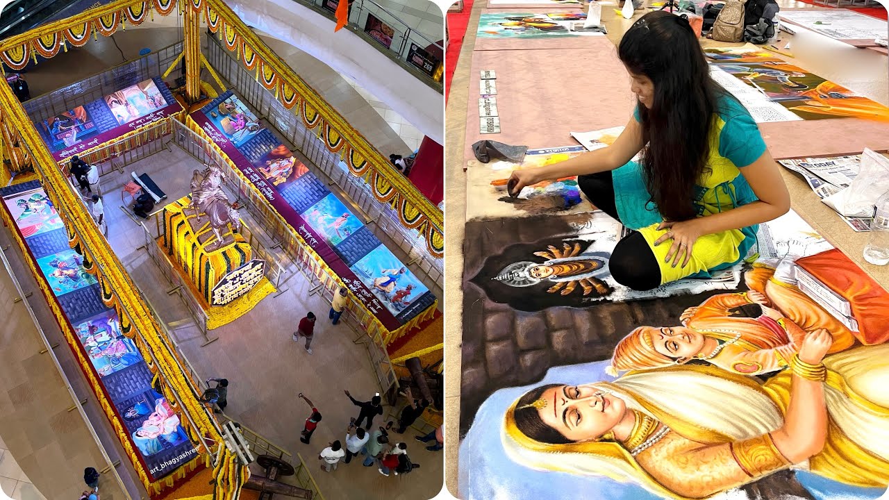 Chatrapati shivaji Maharaj life story rangoli exhibition | Portrait Rangoli exhibition | unique art