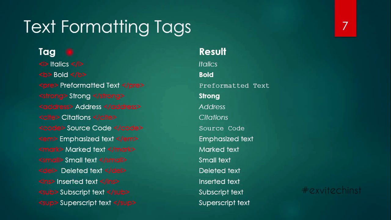 Html5 formatting tag