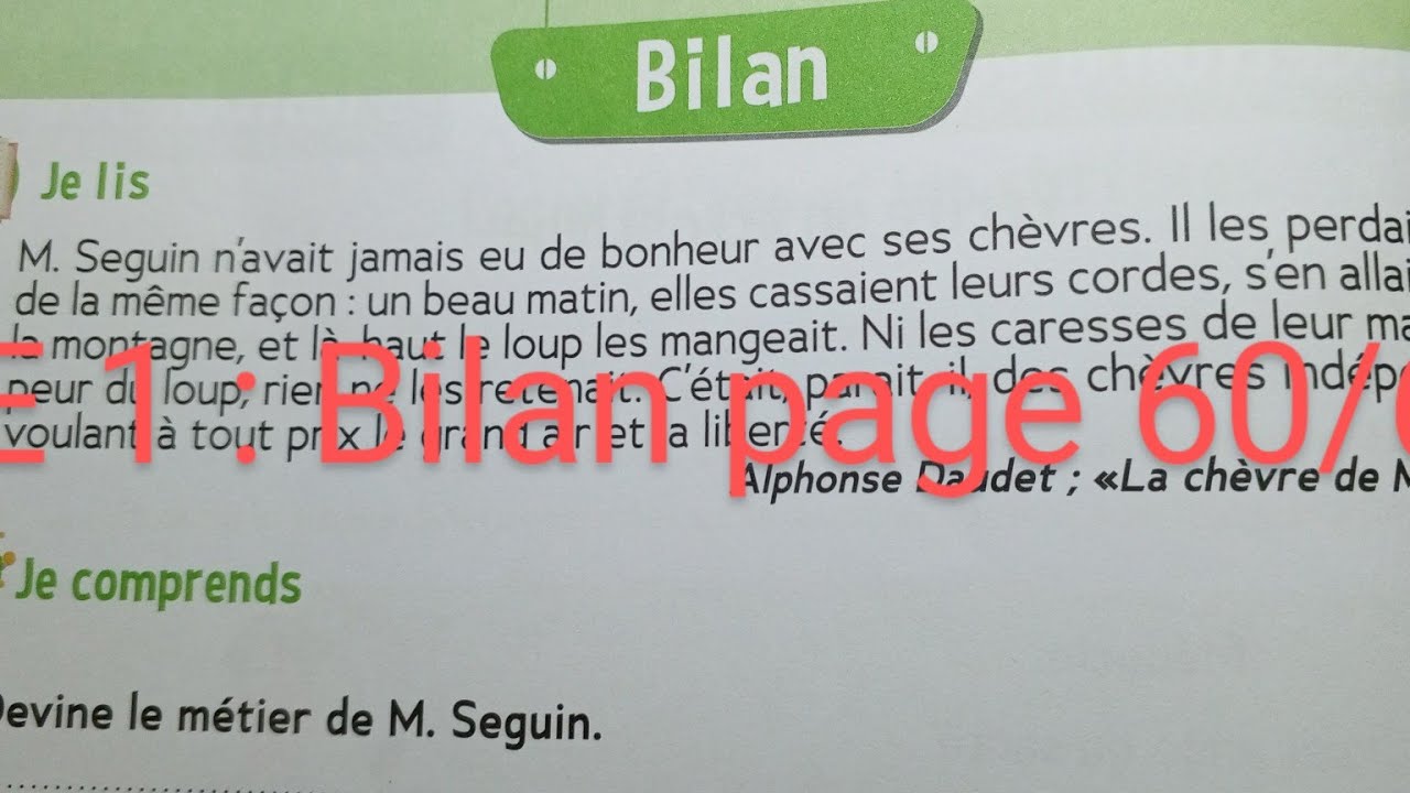 CE 1 : Bilan : Page 60/61 .Le trésor des mots