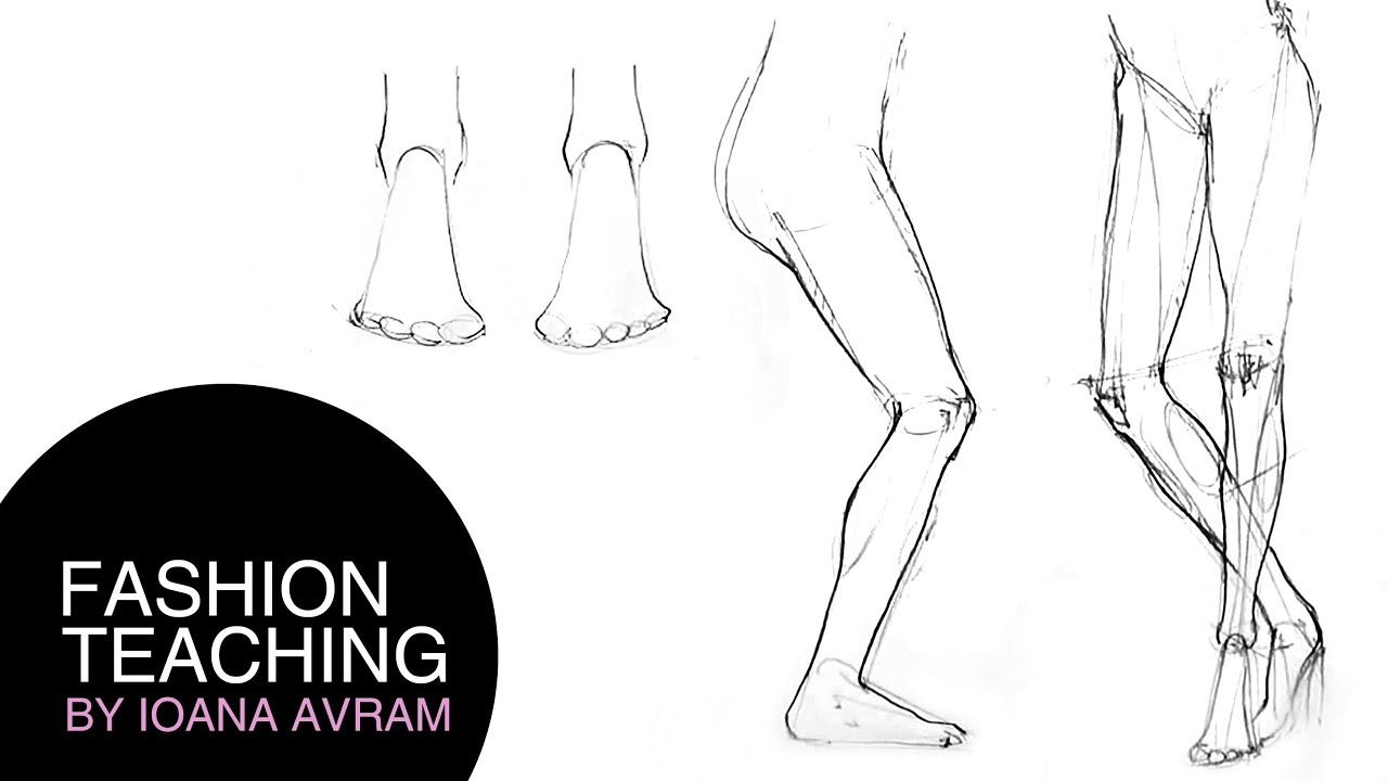 How to draw feet from front and side view