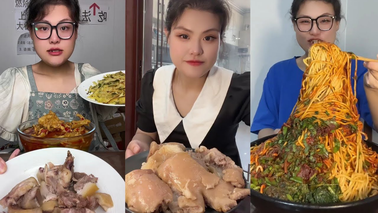 Yummy /Eating Challenges 🤤 Pork belly Spicy noodles 🍜😋 fired chicken 🍗#eatingshow #delicious #eat 