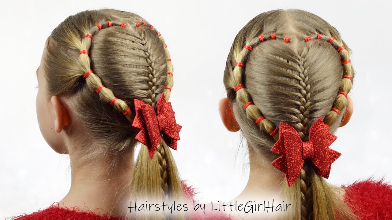 Cute Heart Valentine’s Day Hairstyle | Braided Holiday Hairstyles by LittleGirlHair❤️