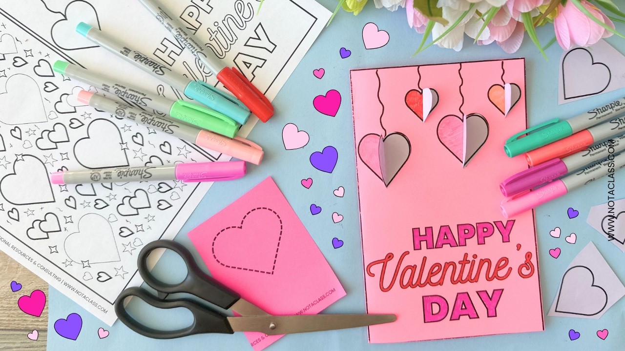3D Pop Up Valentine's Day Card Craft | Classroom Valentine's Day Center Activity Idea