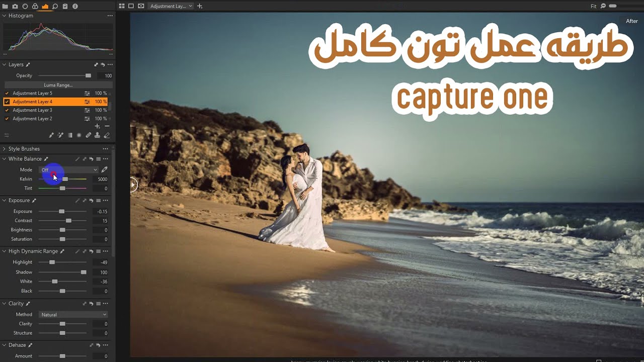 طريقه عمل تون كامل وتعديل الوان السماء كورس كابتشر وان-capture one- 8