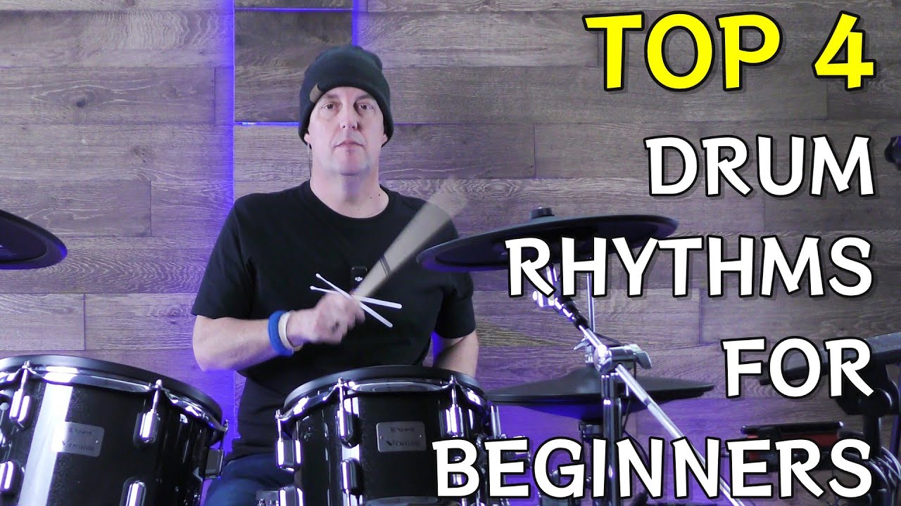 🥁 How To Play The 4 Most Popular Beginner Drum Rhythms (Step-by-Step Tutorial - Beginner Lesson #5)