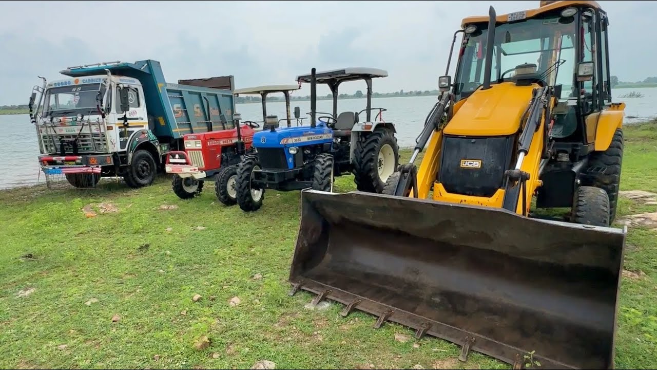 सबको धोना है आज washing JCB 3dx | Swaraj 855Fe | Tata Tipper 2518 | New Holland 3630 पानी डूबते बचा