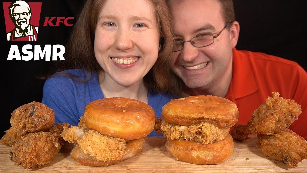 ASMR KFC FRIED CHICKEN DONUT SANDWICHES (No Talking) EATING SOUNDS
