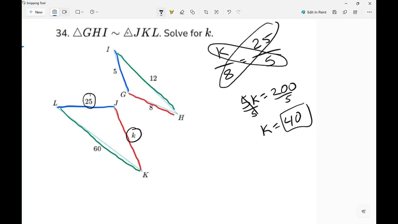 Leonzo solve for sides in similar triangles