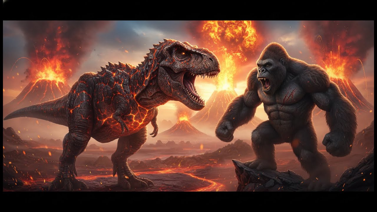 KONG vs ARMORED T REX – The Fire World’s Ultimate Beast  Epic Monster Battle