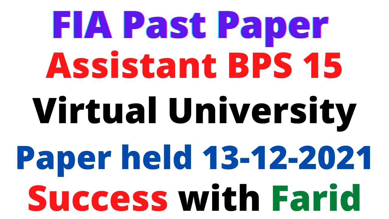 FIA Assistant Past Paper | FIA assistant paper 13 12 2021| Assistant paper MCQs | Success with Farid