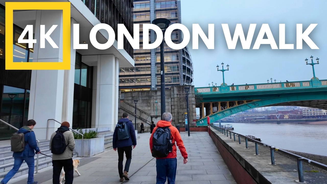 London Cloudy Morning 🇬🇧 Thames South Bank 4K Walking Tour