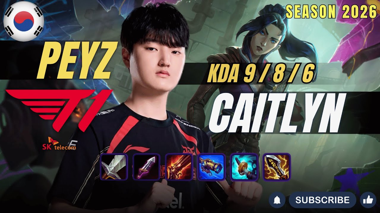 T1 Peyz CAITLYN vs APHELIOS ADC - Patch 26.1 KR Ranked | lolrec