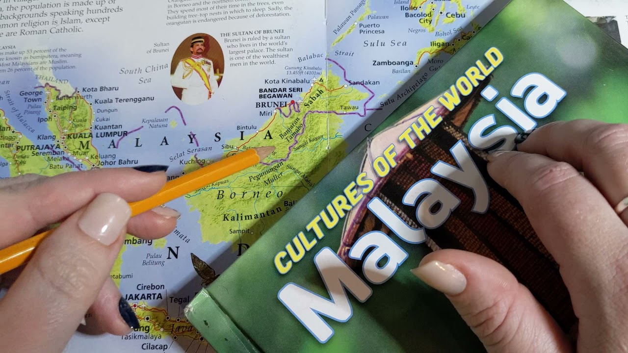 ASMR ~ Malaysia History & Geography ~ Soft Spoken Map Pointing Page Turning