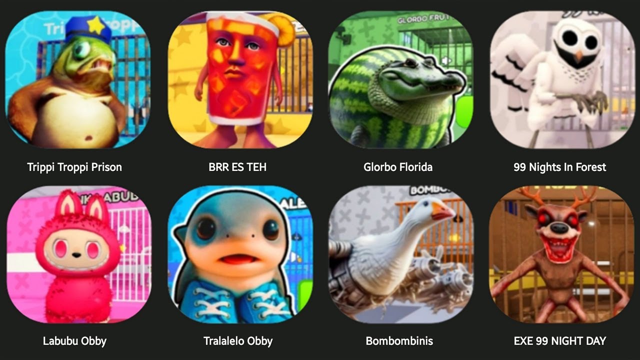 TRIPPI TROPPI PRISON RUN,DUCK'S OBBY,LAS TRARALERO,BOMBOMBINIS,TRALARELO OBBY,TRULIMERO TRULICHINA