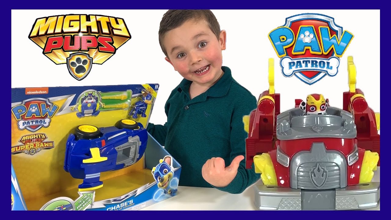 PAW PATROL Mighty Pups Transforming Vehicles | Marshall & Chase's Powered Up Cruiser & Fire Truck!