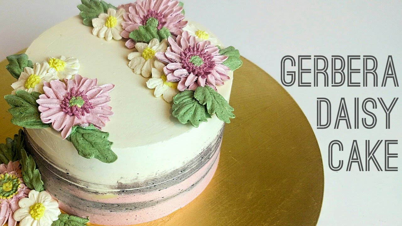 Buttercream flower cake tutorial - how to pipe Gerbera daisy & common daisies step by step