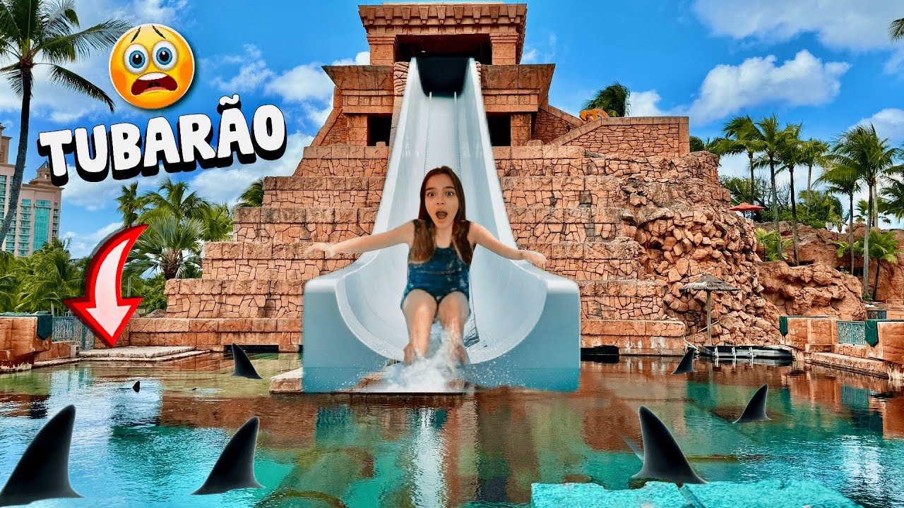 DESCI NO TOBOGÃ COM TUBARÃO! 24H NO PARQUE AQUATICO! 🦈😱