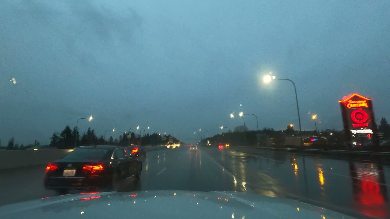 Driving in the Rain from Tacoma to Gig Harbor, Washington