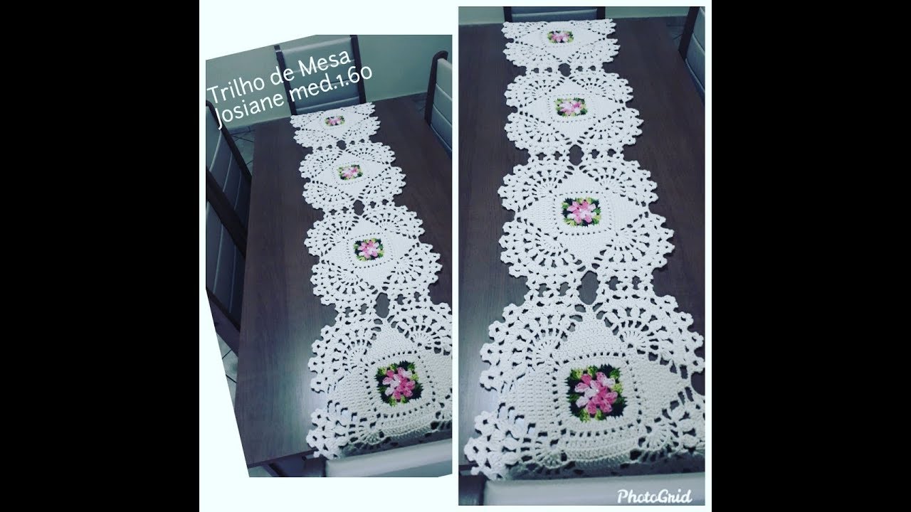 Caminho de mesa/Trilho de Mesa de Squares de Crochê Josiane