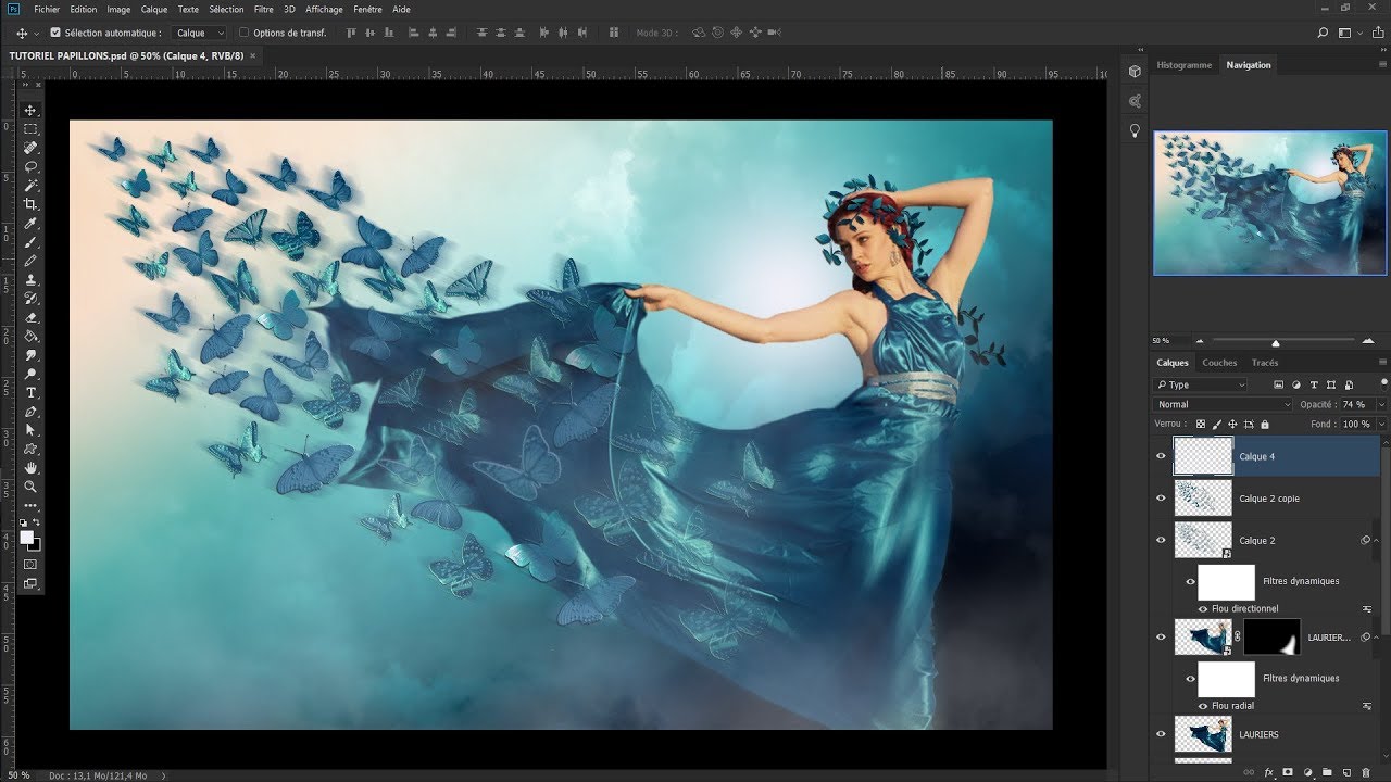 TUTORIEL PHOTOSHOP CC 2018.. FEMME PAPILLONS