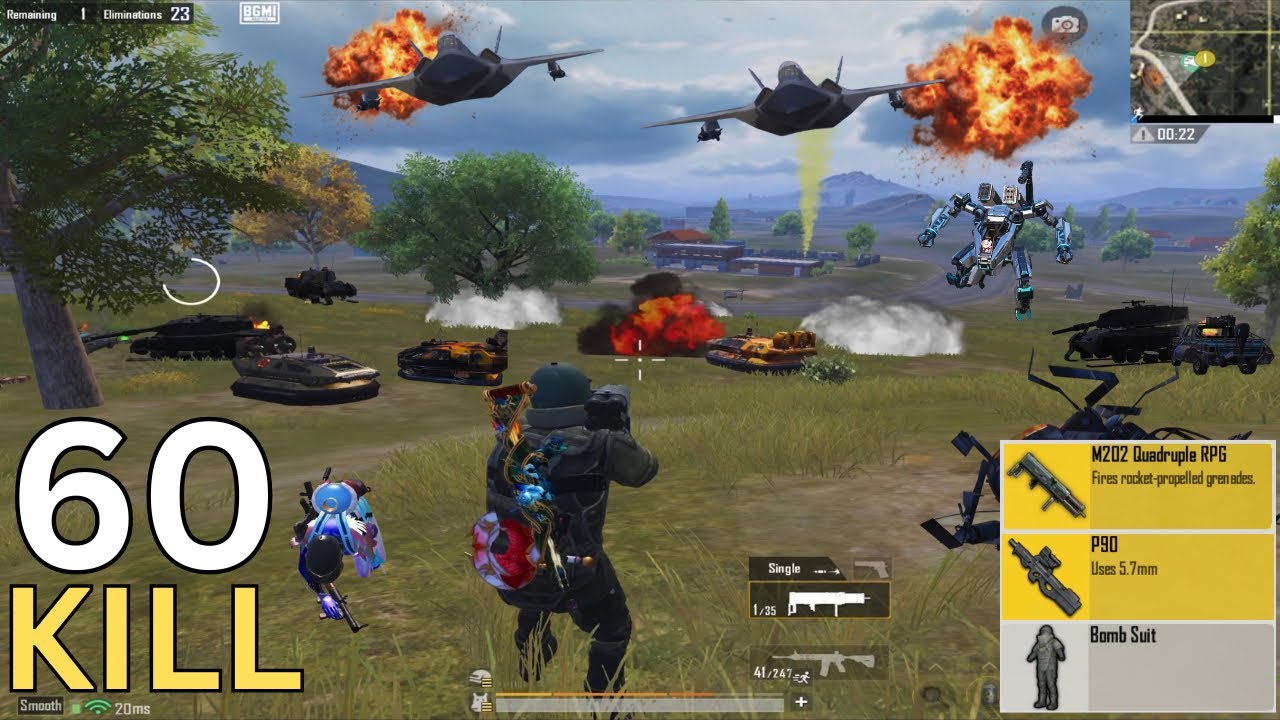 37+23 Kills 🤯 Solo vs Squad War in Payload Against Tank, Robot, Hovercraft, Jets 💥 | PUBG MOBILE |
