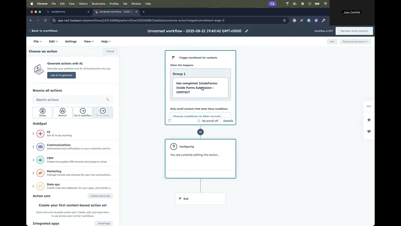 Inside Forms - Trigger HubSpot Workflows