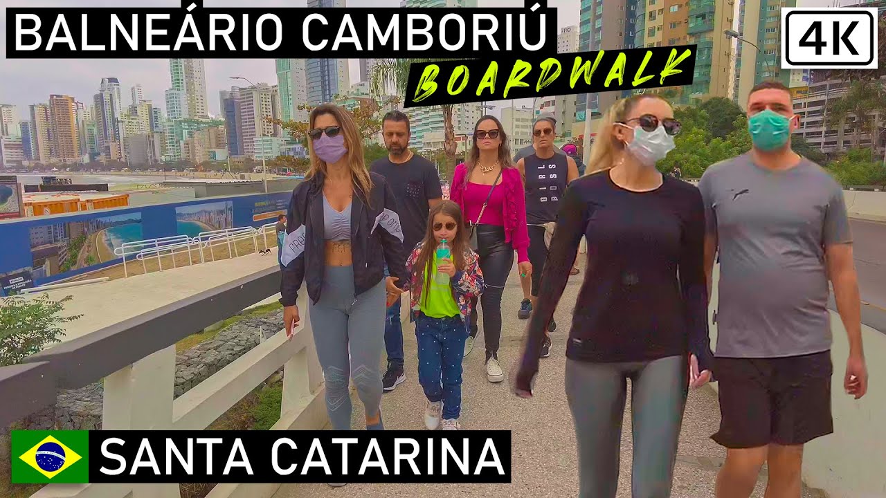 Прогулка по набережной Балнеариу-Камбориу - Центральный пляж 🇧🇷 | Санта-Катарина, Бразилия  2021 г.