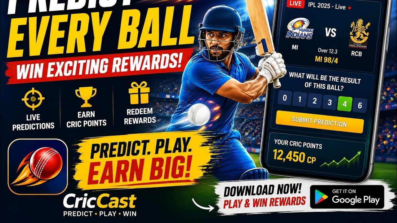 CricCast - Predict Every Ball & Win Rewards | Live Cricket Prediction App