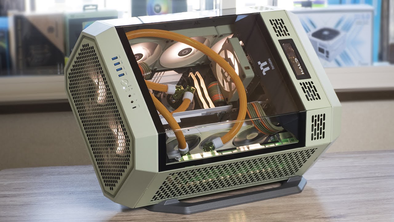 Thermaltake The Tower 600 Soft Tube Sleeving Custom Water Cooling PC build HALO Theme