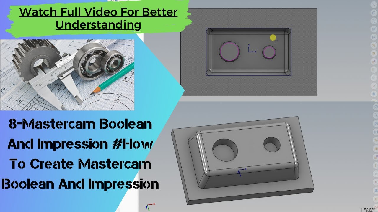 33-Mastercam Boolean And Impression #How To Create Mastercam Boolean And Impression