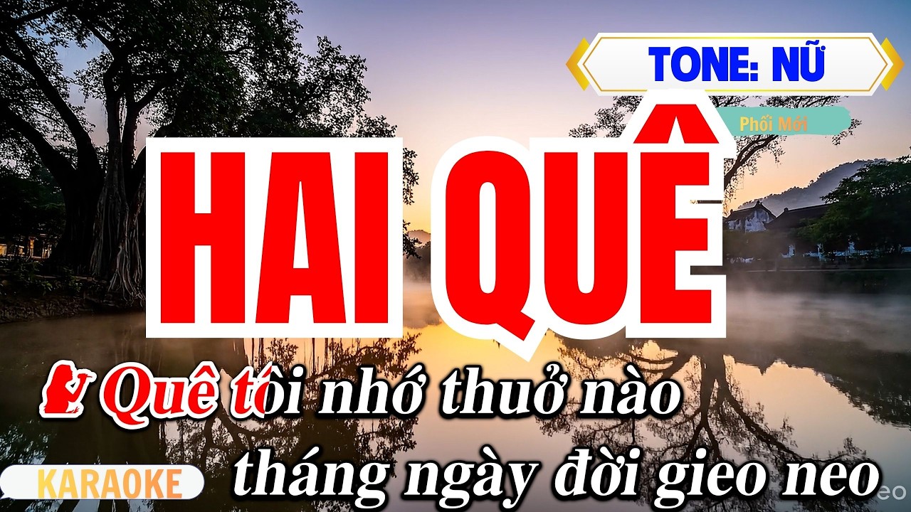 HAI QUÊ Karaoke Tone Nữ | Phối Mới | Quê Hương Trữ Tình | Vĩ Nguyễn Beat
