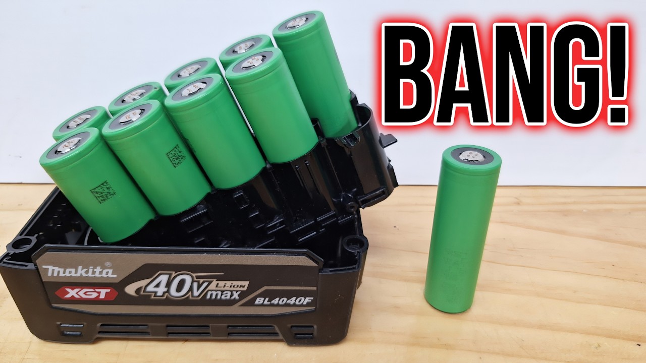 Cutting Open Makita Battery Cells to Prove they use Tabless Cells. Yes there was fire!