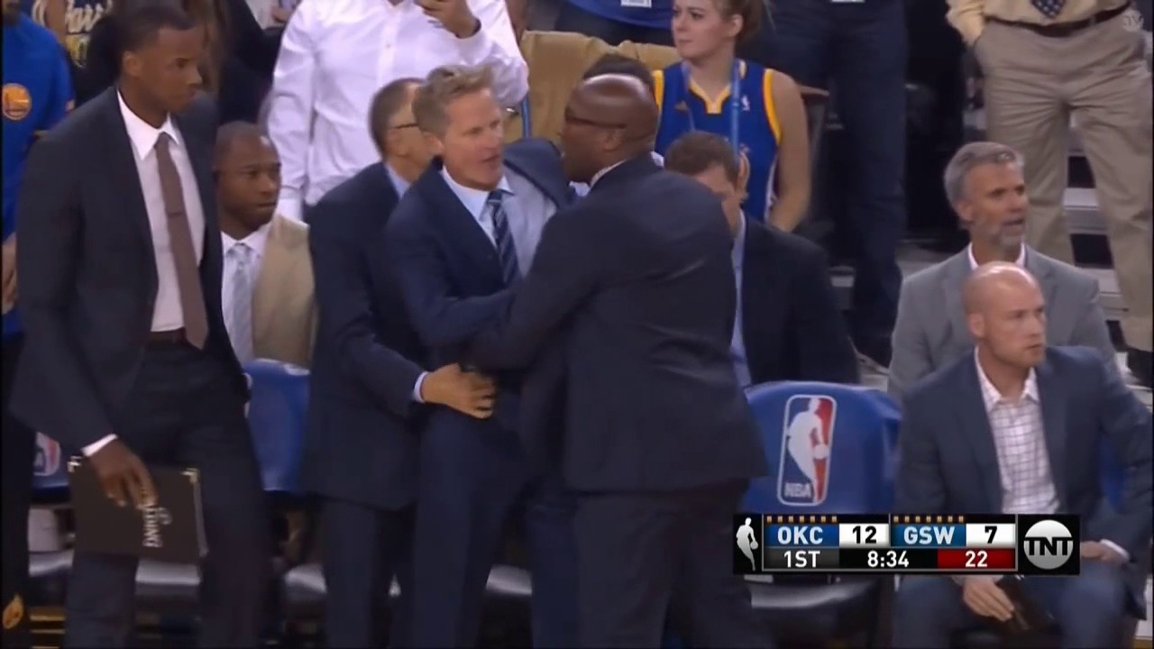 Steve Kerr Irate After No Foul Call On Stephen Curry Oklahoma City Thunder Vs Golden State Warriors