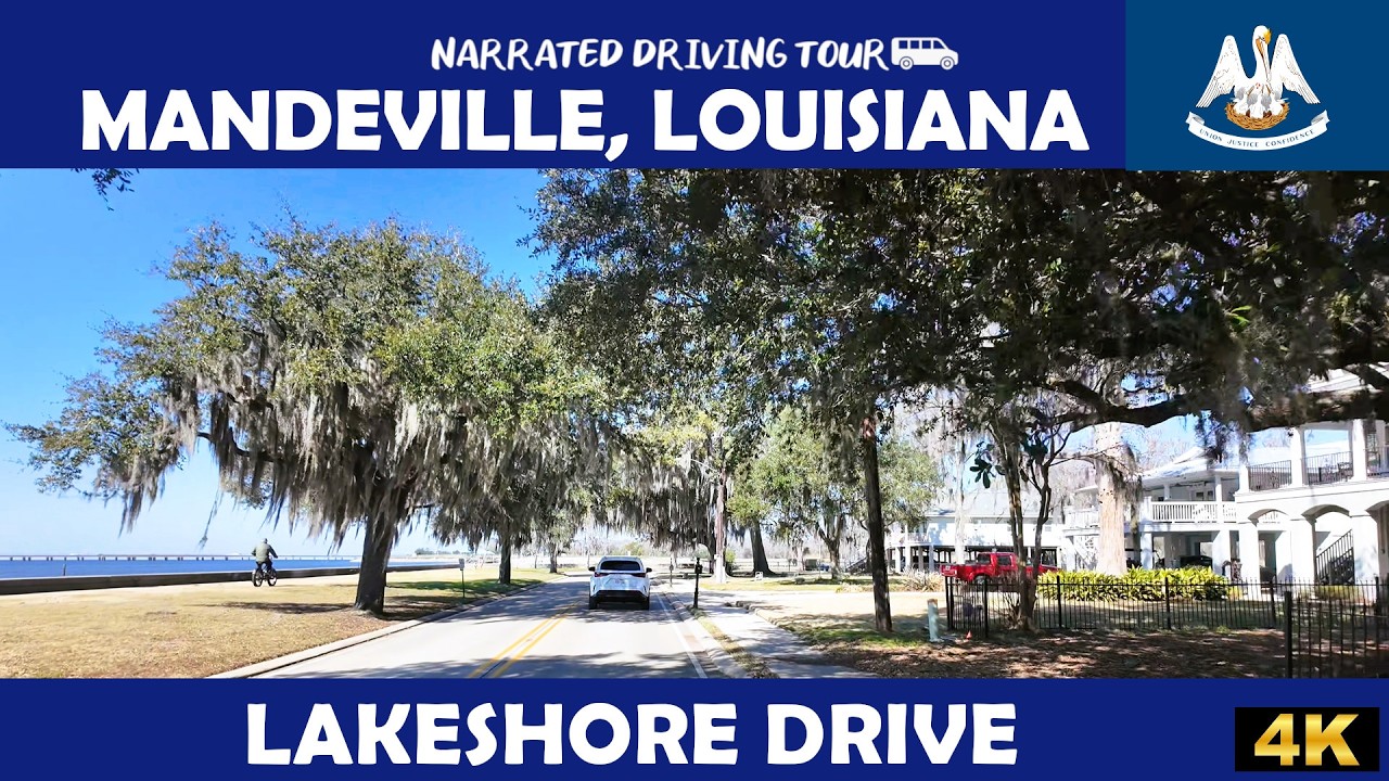 🌅 Мандевиль, Луизиана – Лейкшор Драйв 🌴 4K Драйв