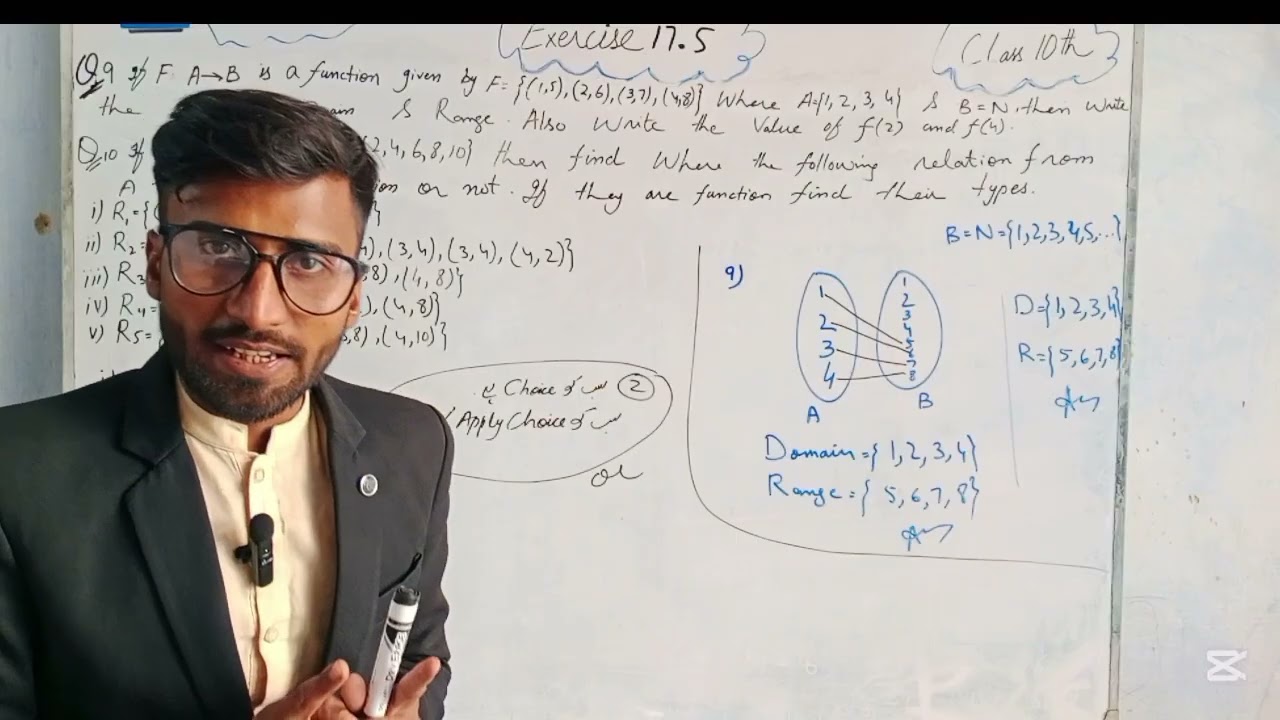 Q-9 and Q-10 Complete Exercise 17.5 important Questions for exams Board| Class 10th Sets & Functions