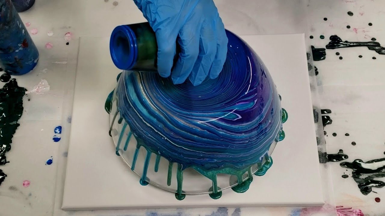 BEAUTIFUL Acrylic Pour on a Bowl - Tree Ring Pour