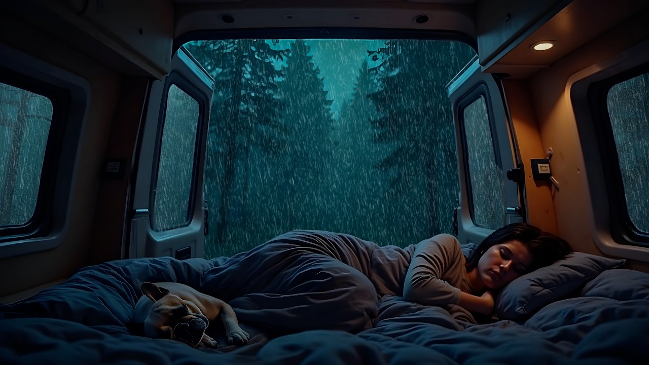 Heavy Rain Lashing the Car with Gentle Piano | Calm the Mind, Sleep Deep