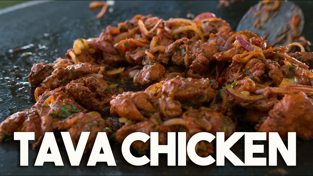 Sizzling TAVA CHICKEN – Dry fried Chicken cooked in spices