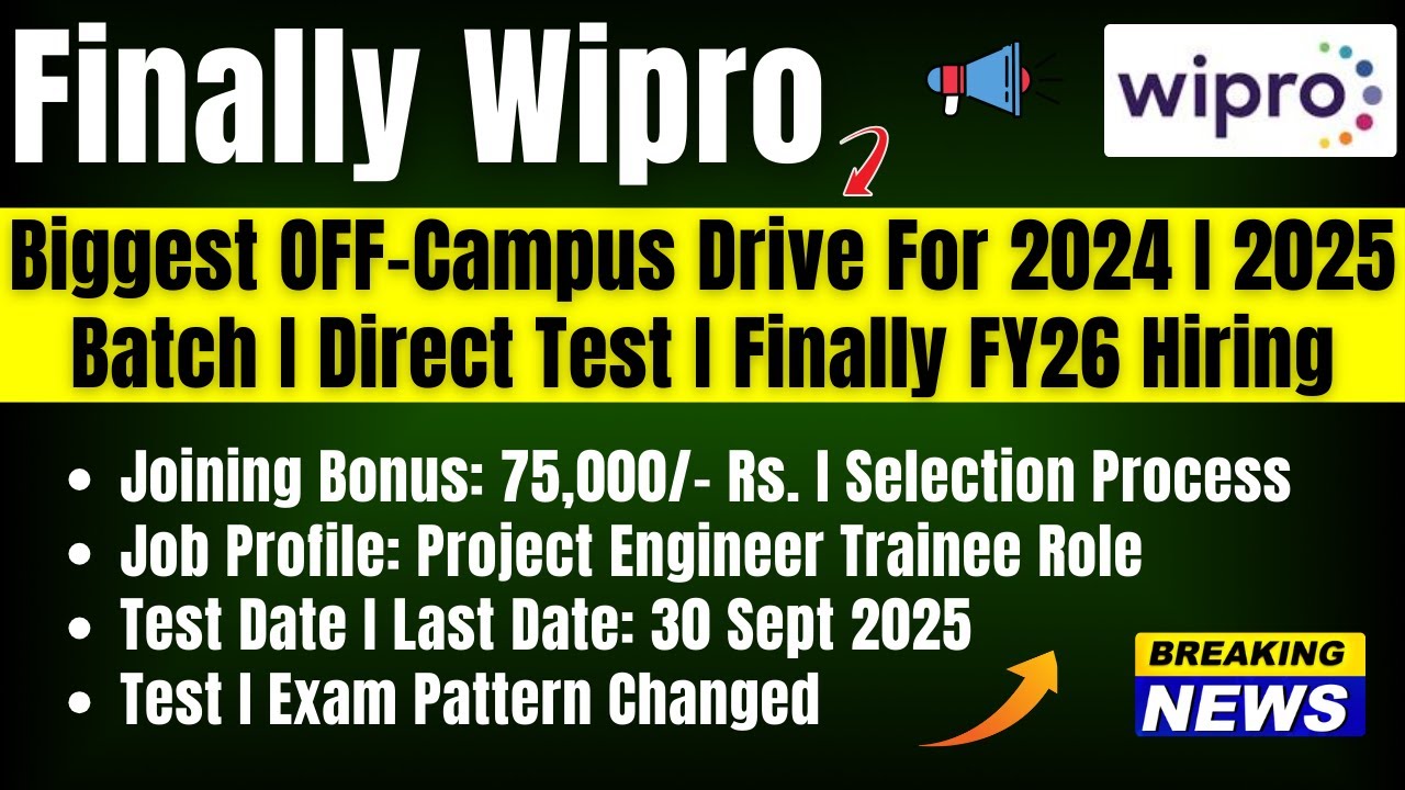 Finally Wipro Superset Mass Hiring Announced | Off-Campus Drive 2024, 2025 FY Hiring | Exam Mail Out