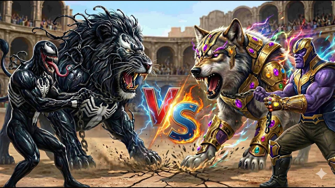 ⚔️ Ferocious THANOS Wolf 🆚 Massive VENOM Lion King | Ultimate Wild Animal Fights Showdown