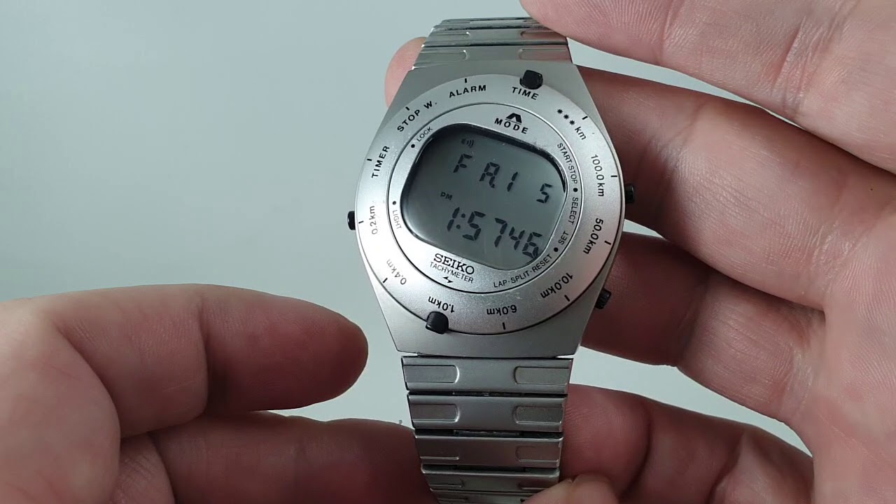 2018 Seiko X Giugiaro limited edition LCD watch with box.  Model reference A825-00A0 or SBJG001