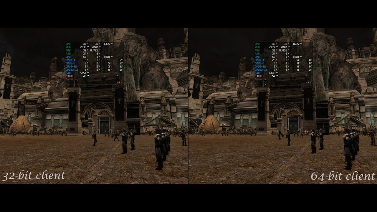 LOTRO New 64-bit Client Benchmarks vs 32-bit - Framerate, Stuttering and Memory Leaks